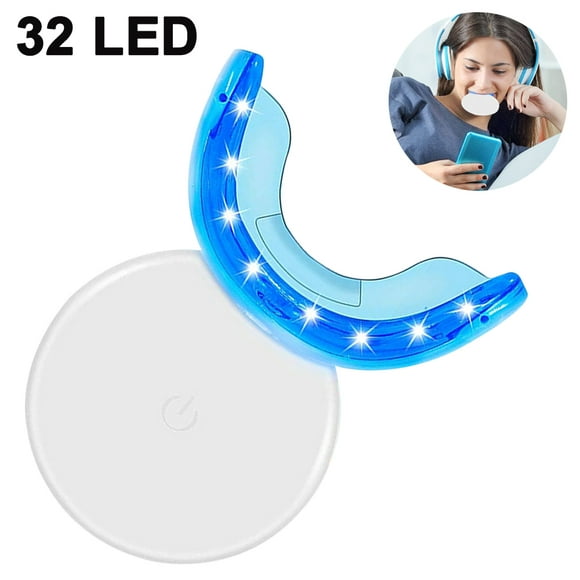 Kit de Blanchiment des Dents Rechargeable Sans Fil - Pack de 1 avec 32 Lumières d'Accélérateur LED pour les Dents Sensibles et les Plateaux de Dents pour le Blanchiment à Domicile