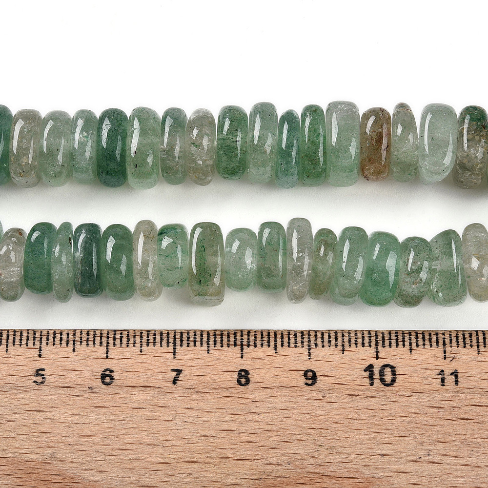 Natural Green Strawberry Quartz Beads Strands 9~13.5x8~12x3~6.5mm Hole: 1.2mm 86~91pcs/strand 14.96~15.55''(38~39.5cm)