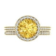 thumbnail image 2 of Clara Pucci 14K Yellow Gold Round Cut 2Ct Simulated Yellow Diamond Engagement Ring + Matching Band - Luxury Box Included, 2 of 7