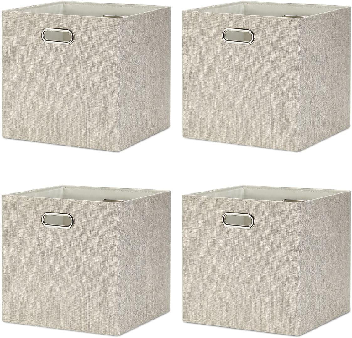 HNZIGE Fabric 11x11 Cube Storage Bins, Set of 4, Foldable Storage Cube Bin  Baskets for Shelves with Handles, Bins for Cube Organizer Home Toy Nursery