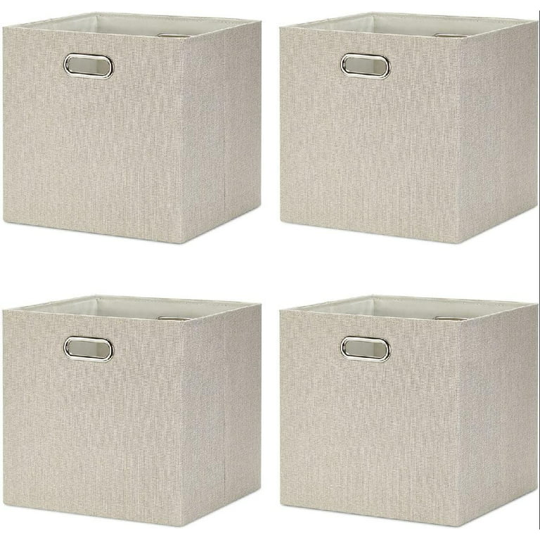 Trianu Foldable Storage Bins Cubes Boxes with Lid - 1Pack Storage Box Cube Cubby Basket Closet Organizer with Handles for Closet Bedroom, Gray, Medium