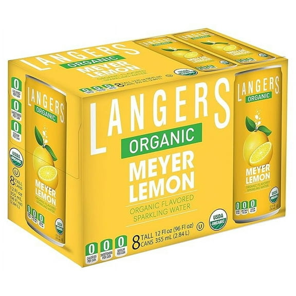 Langers Organic Flavored Sparkling Water, Meyer Lemon, 12 Ounce (Pack of 8)