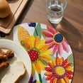 thumbnail image 3 of Spring Daisy Round 13 Inch Placemats Set of 4, Brown Modern Abstract Art Dots Floral HeatResistant Non Slip Place Mats for Dining Table, Wipeable Braided Kitchen Table Mats for Housewarming, 3 of 9