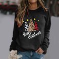 thumbnail image 2 of Gibobby Suéteres para mujer Diario Navidad de nieve Estampado O Cuello Sudadera Cuello Rojoondo Ajuste Suéter Tops Casual Manga larga Camisas de entrenamiento Blusa suelta (Negro, S), 2 of 4