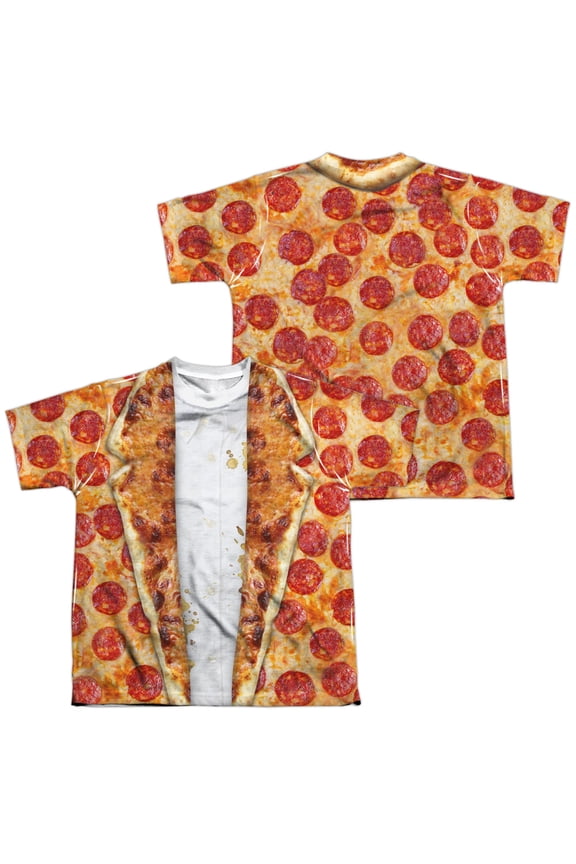 Pizza Dining Jacket (Front - Back Print) - Youth Short Sleeve Shirt - X-Large