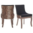 thumbnail image 5 of DONICK Vintage Fabric Upholstered Dining Chairs,Solid Wood Kitchen Dining Room Chairs with Nailheads Solid Wood Legs (Leopard,Set of 2), 5 of 9