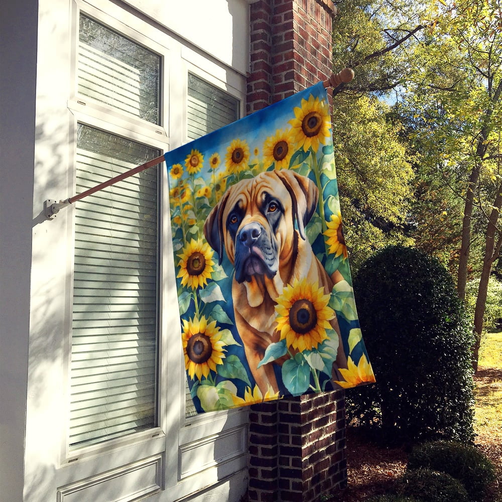 Mastiff in Sunflowers House Flag 28 in x 40 in