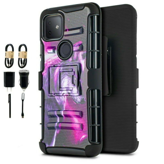 Value Pack ! for T-Mobile Revvl 5G Phone Case 360° Cover Clip Kickstand Holster Hybrid Shock Bumper (Wolves)