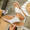 thumbnail image 2 of CYMMPU Women's Hollow Floral Thong Wedge Sandals, Open Toe Platform Flip Flop Slippers, Lightweight Summer Beach Outdoor Shoes White 43, 2 of 9