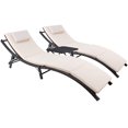 thumbnail image 1 of Devoko Ensembles de Chaises Longues de Patio en Rotin d'Extérieur, Dossier Réglable, 3 Pcs, Chaises Longues de Patio Pliantes Coussinées avec Table Pliante (Beige), 1 of 1