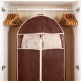 thumbnail image 5 of Xecvkr Garment Hanging Storage Bag Non Woven Closet Organizer Foldable Suit Dress Jacket Protective Cover Clear Window Dustproof for Travel and Wardrobe 1 Pack Coffee, 5 of 6