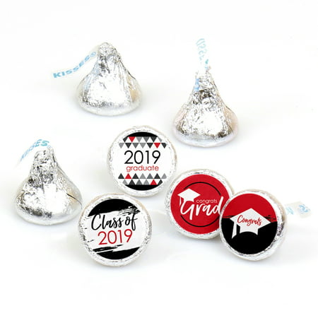 Red Grad - Best is Yet to Come - Red 2019 Graduation Party Round Candy Sticker Favors - Labels Fit Hershey's Kisses