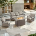 thumbnail image 2 of POCASSY Outdoor Furniture Set with Fire Pit Table - Patio Furniture Set with Outdoor Couch Wicker Patio Chairs and 50000BTU Fire Pit, Wicker Patio Furniture Set for Backyard Porch, Gray, 2 of 11
