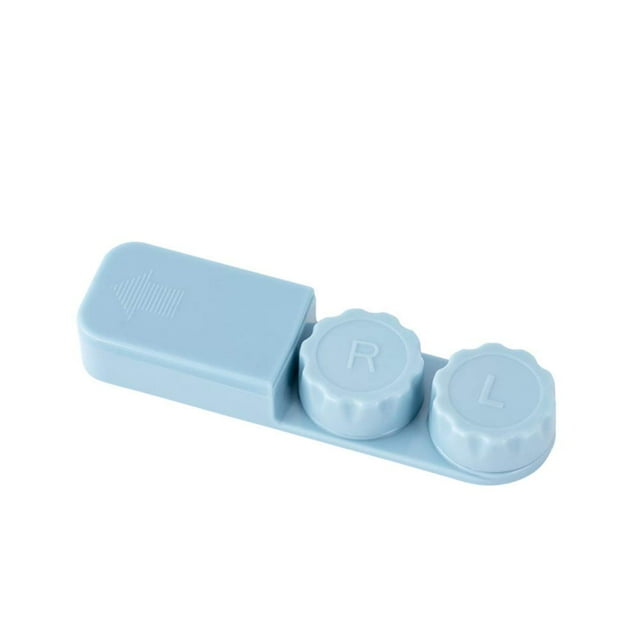 Contact Lens Case Travel Kit Cute Eye Contact Storage Organizer Holder Leak Proof with Applicator Remover Tool Blue