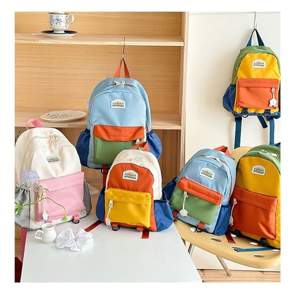 jiaxiM School Backpacks Color Block Casual Lightweight School Bag for Ages 3rd 4th 5th 6th, Daycare, Primary School, Park, Travel, Outings, Playground, Outdoor Walk
