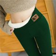 thumbnail image 4 of Outfmvch Fleece Lined Pants Women Fall Leggings with Pockets Long Johns for Women Thermal Fleece Sweatpants Women Tummy Control Leggings for Women Plus Size Leggings Work Pants Women Green L, 4 of 6