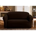 thumbnail image 2 of Milan Furniture Slipcover Fitted Protector Couch Cover Jacquard Soft Stretch Non Slip Fabric, Loveseat, Chocolate, 2 of 6