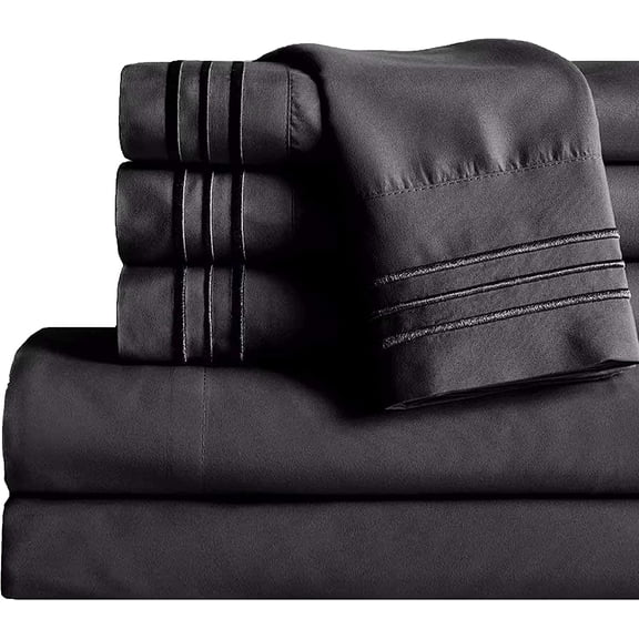 King Sheet Set - Luxury Hotel 1800 Premier Bedding Sheets & Pillowcases - Ultra Soft Breathable & Cooling Bed Sheets - Deep Pocket - Wrinkle Resistant - 6 Piece Set - King, Black