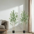 thumbnail image 6 of 5FT Artificial Olive Plants with Natural Wood Trunk and Lifelike Fruits,Faux Silk Plant for Home Office Decor Indoor Artificial Olive Tree-2 Pack, 6 of 8