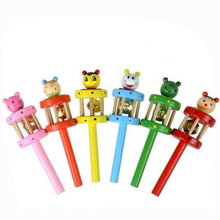 Wooden Musical Instruments Babies - Baby Toy Cartoon Animal Wooden Handbell Musical Developmental Instrument