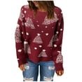 thumbnail image 2 of EGNMCR Chandail Col Rond Mode Femmes Noël Manches Longues Chandail Col Rond Décontracté Hauts Chandail Femmes, 2 of 7