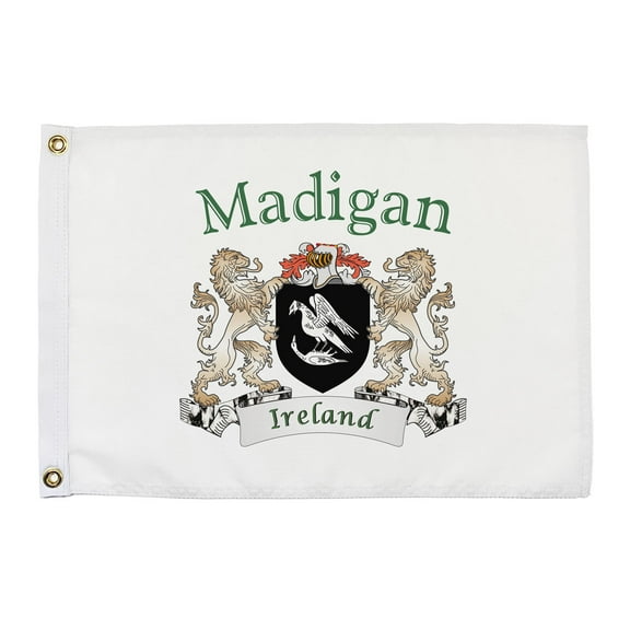 Madigan Irish Coat of Arms Small White Flag - 16"x10.5" inches