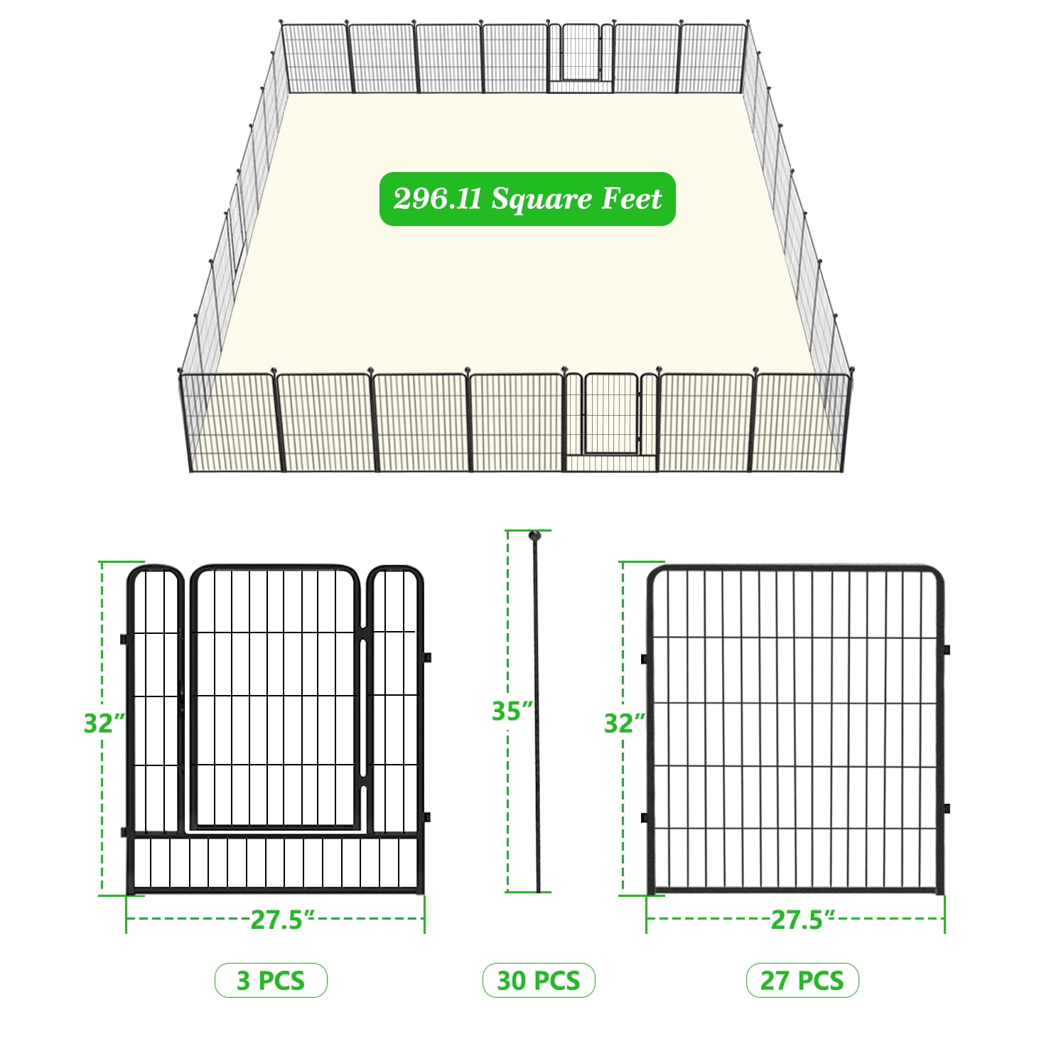 Decorative Garden Metal Fence 69ft (L)×32in(H) 30 Panels Heavy Duty Iron Wire Animal Barrier Temporary No Dig Fence Landscape Edging Privacy Fencing for Yard, Outdoor, Dog, Patio, Flower Bed