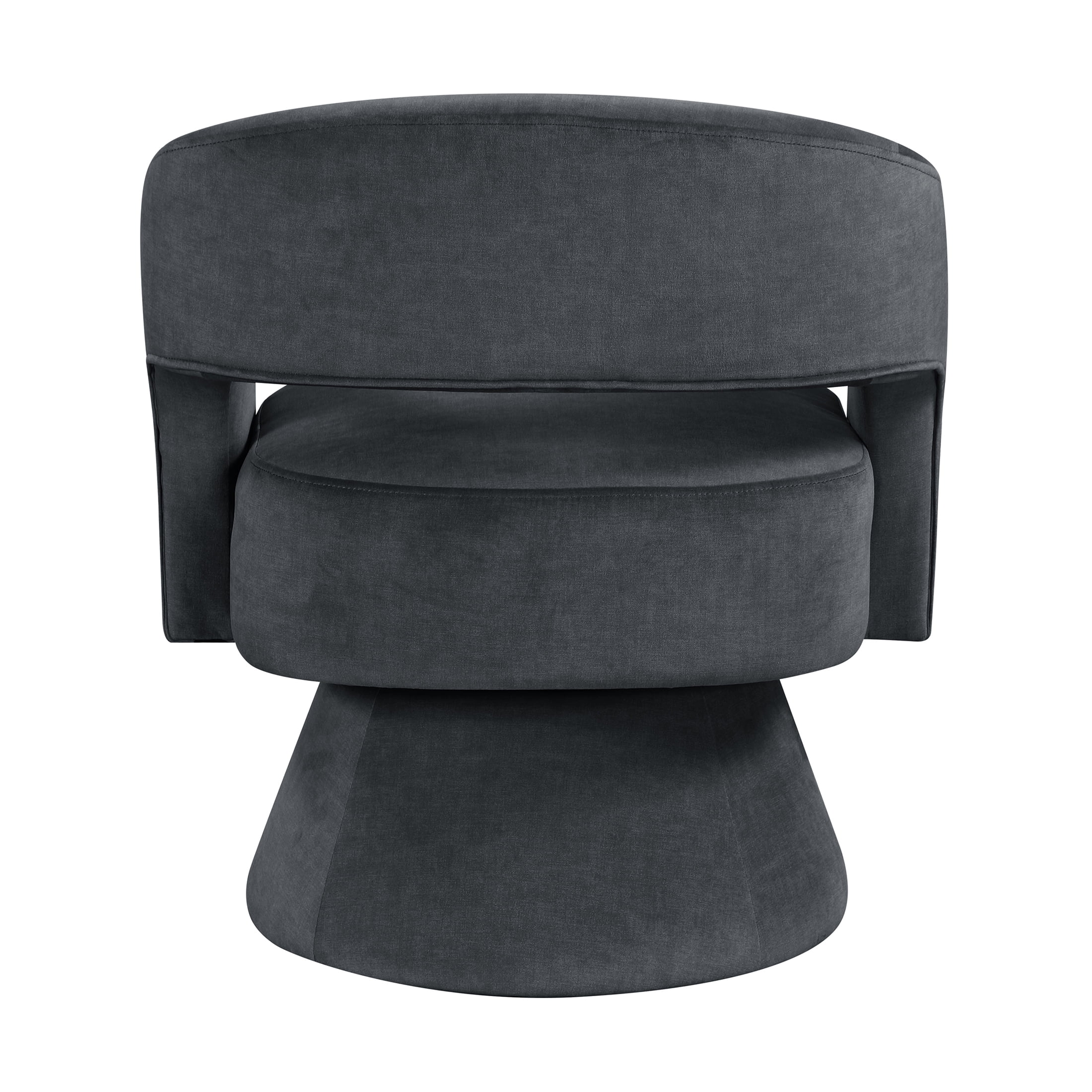 OakvillePark Alderwyn Velvet Swivel Chair with Round Base, Dark Gray