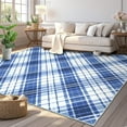 thumbnail image 3 of FairOnly Blue 2'x6'Geometric Lines Soft Low Pile Runner Rugs for Bedroom Non Slip Pet Friendly Stain Resistant Modern Rugs for Living Room Kitchen, 3 of 7