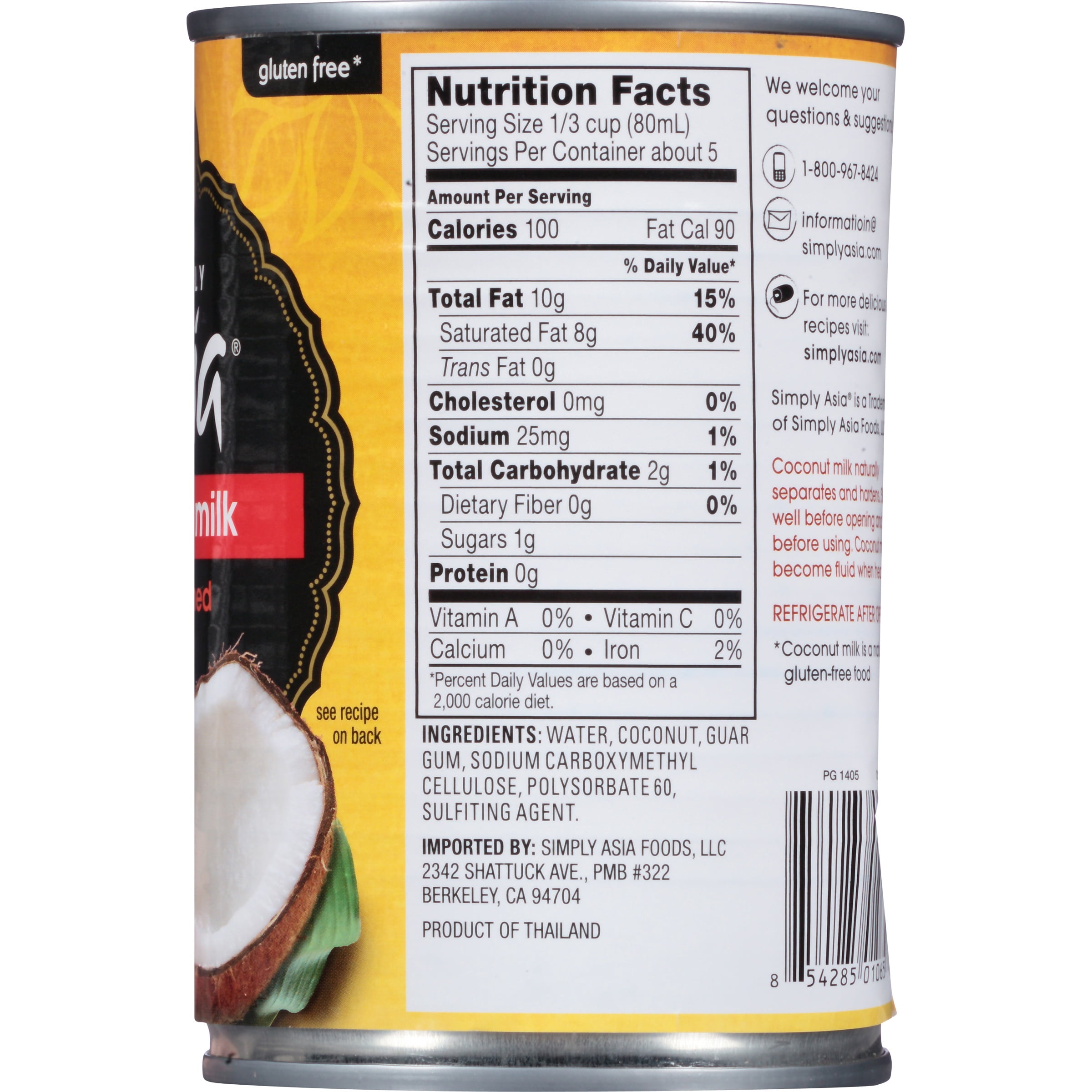Simply Asia Unsweetened Coconut Milk, 13.66 fl oz