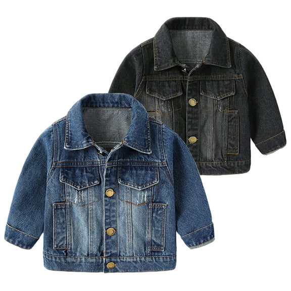 Esaierr Newborn Baby Boys Girls Denim Jacket for Kids Toddler Button Girls Down Jeans Jackets Top Coat Outerwear Spring Autumn Long-Sleeved Casual Baby Jacket for 9M-5Y