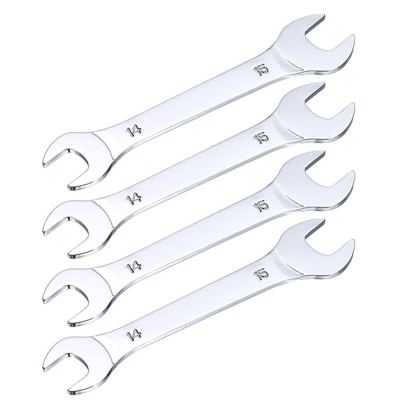 Uxcell 4pcs Thin Open End Wrench 14mmx15mm Chrome Plated Metric Double Open-End Wrench for Home Machinery Repairs