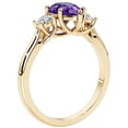 thumbnail image 3 of PEORA 14K Yellow Gold Pear Shape Amethyst and Lab Grown Diamond 3 Stone Trellis Ring, 1.30 Carats total, Size 9.5, 3 of 5