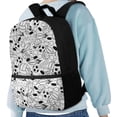 thumbnail image 4 of Uourmeti Adjustable Shoulder Straps 17 Inch Polyester Travel Backpack, Smooth Zipper Large Capacity Side Mesh Pockets Zippered Backpack, Football Print, 4 of 6