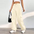 thumbnail image 2 of Women Casual Cargo Sweatpants High Waisted Drawstring Straight Leg Hiking Trousers With Functional Pockets For Everyday Wear Comfortable Sweatpants for Women Relaxed Fit Pant, 2 of 8