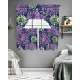 thumbnail image 5 of Purple Floral Swag Valance and Tier Curtains 24'' Length Set, Vintage Green Flower Ombre Botanical Light Filtering Kitchen Curtains, Tier Curtain Valances for Bathroom/Living Room/Bedroom/Café, 5 of 6