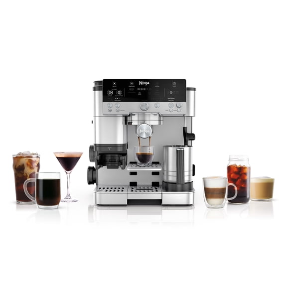 Ninja Luxe Café Premier Espresso Machine & Drip Coffee Maker, Rapid Cold Brew, Integrated Grinder, Assisted Tamper, Hands-Free Frother for Cappuccinos, Lattes, Dairy or Non-Dairy, ES601 Silver
