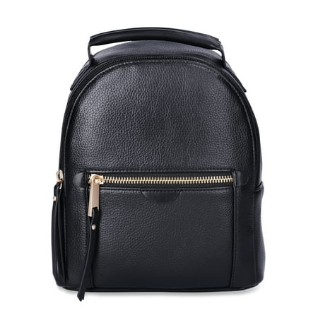 Time and Tru Women's Brooklyn Backpack Convertible Shoulder Handbag, 9" Black
