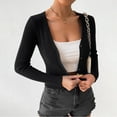 thumbnail image 4 of OJinShaWanO Cropped Sweater Women's Ribbed Knit Button Down V Neck Lightweight Cropped Cardigan Coat Tops, 4 of 7