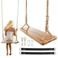 thumbnail image 1 of Columpio de madera para árbol, capacidad de carga de 500 libras, columpio de madera para adultos y niños, altura ajustable, asiento de columpio colgante impermeable para interior, exterior, patio tras, 1 of 7