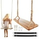 thumbnail image 1 of Columpio de madera para árbol, capacidad de carga de 500 libras, columpio de madera para adultos y niños, altura ajustable, asiento de columpio colgante impermeable para interior, exterior, patio tras, 1 of 7