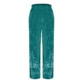 thumbnail image 6 of QATAINLAV Wide Leg Pants for Women Elastic High Waisted Baggy Lounge Pant Casual Velvet Cozy Yoga Sweatpants Solid Color Trousers with Pockets Green L Gifts for Mom, 6 of 7