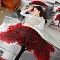 thumbnail image 2 of jejeloiu Romance Nature Theme Bedding Comforter Set 7pcs,Tree River Mountain Queen Bedding Sets,Red Fall Leaves Queen Sheet Sets For Men Women,Ultra Soft Home Decor Reversible, 2 of 8