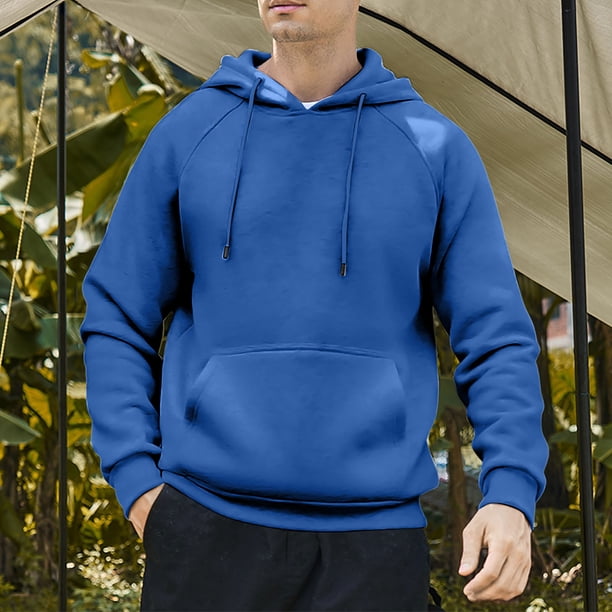 Sudadera con capucha para hombre, estilo informal, con capucha, color liso, mangas largas en los hombros, blusa de poliéster.