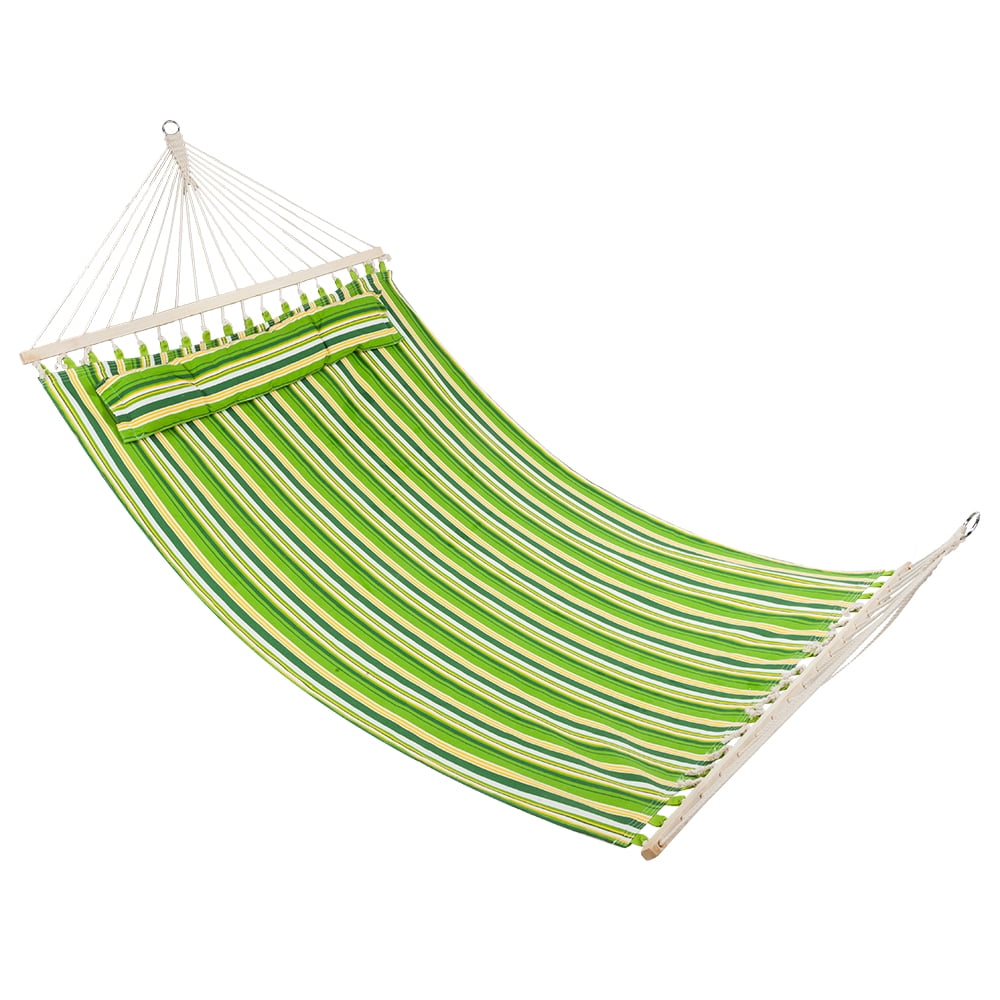 Green Outdoor Portable Stylish Printing Style Double Hammock 2 Person Cotton Fabric Travel 300lbs Hammocks Beach Swing for Outdoor Camping Travel