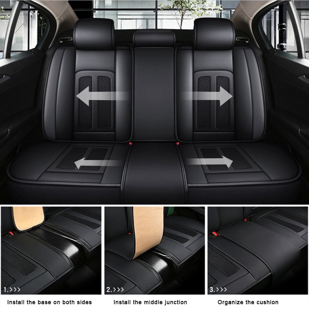 Tuqiang Car Seat Covers Universal Custom Fit Car Seat Covers Full Set for Waterproof Front&Rear Seat Cushion Black