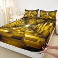 thumbnail image 5 of Castle Fairy Vintage Cube Tunnel Bed Sheets 4-Piece,Bohemian Block Full Size Sheets,Gold Black,1 Flat Sheet, 1 Fitted Sheet and 2 Pillowcases, 5 of 7