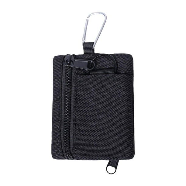 Mini llavero con monedero pequeño con cremallera para objetos pequeños. negro