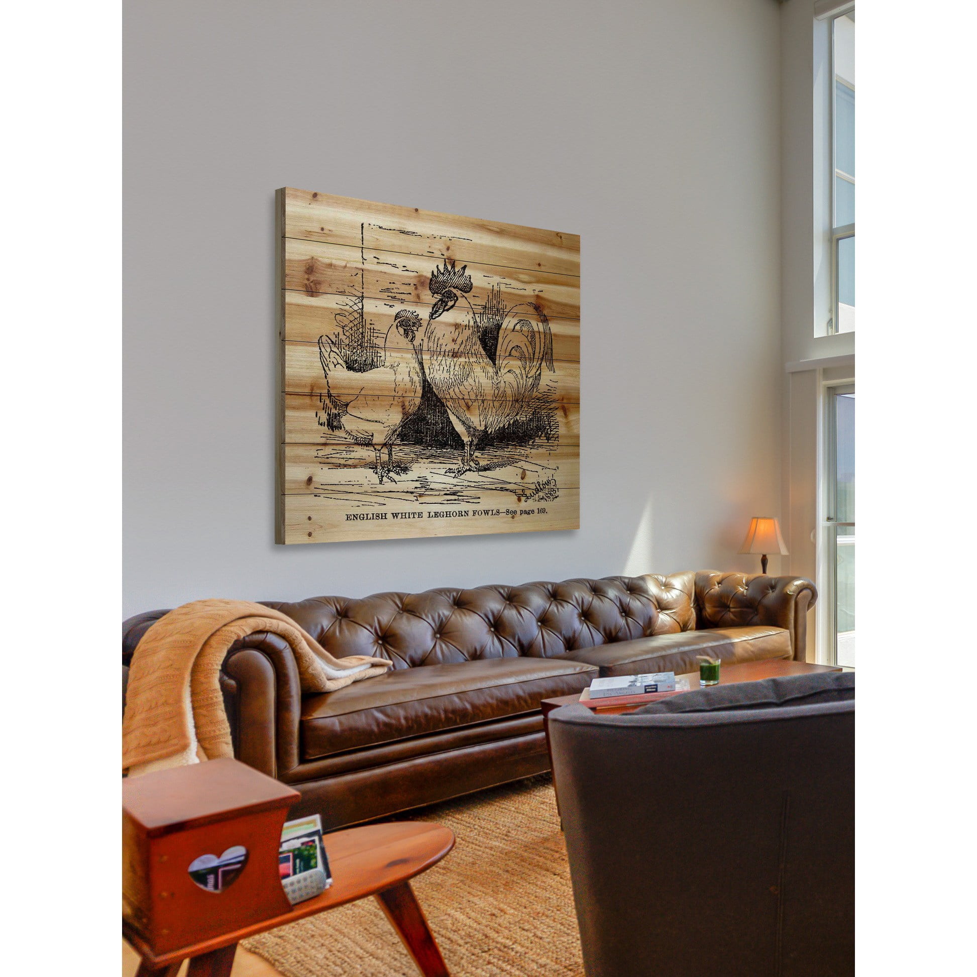 "White Leghorn" Painting Print on Natural Pine Wood