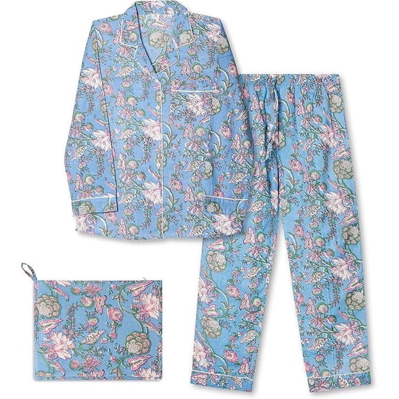 Womens Pajama Sets - Premium Pajamas for Women Set, Soft & Comfortable Two Piece Sets for Women Sleepwear, Stylish Pijamas de Mujer, Perfect PJ Sets (Light Blue-XXL)